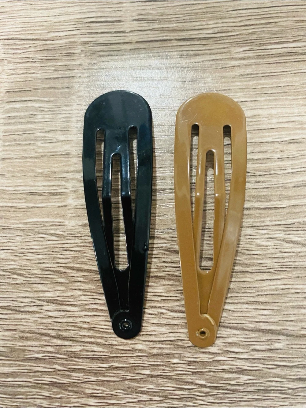 Set of Big Black and Tan Metal Snap Hair Clips - 16 Pack size 2.7”
